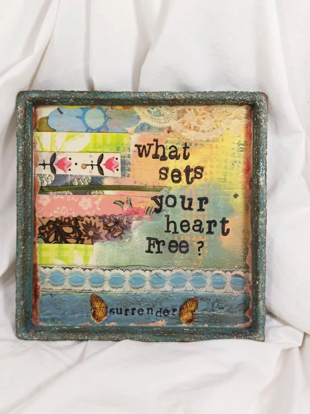 Kelly Rae Roberts DEMDACO What Sets...Free Decorative Tray Metal Square 12x12